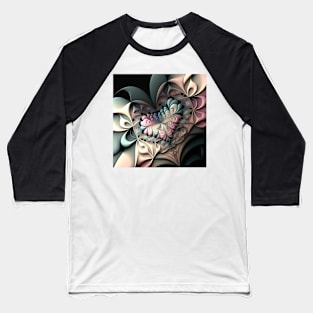 A Fractal Design in A Heart Motif Baseball T-Shirt